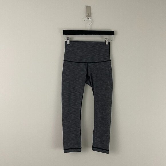 Lululemon Wunder Under Crop Hi-Rise Full-On Luxtreme Heathered Black Size 6 - Picture 1 of 7